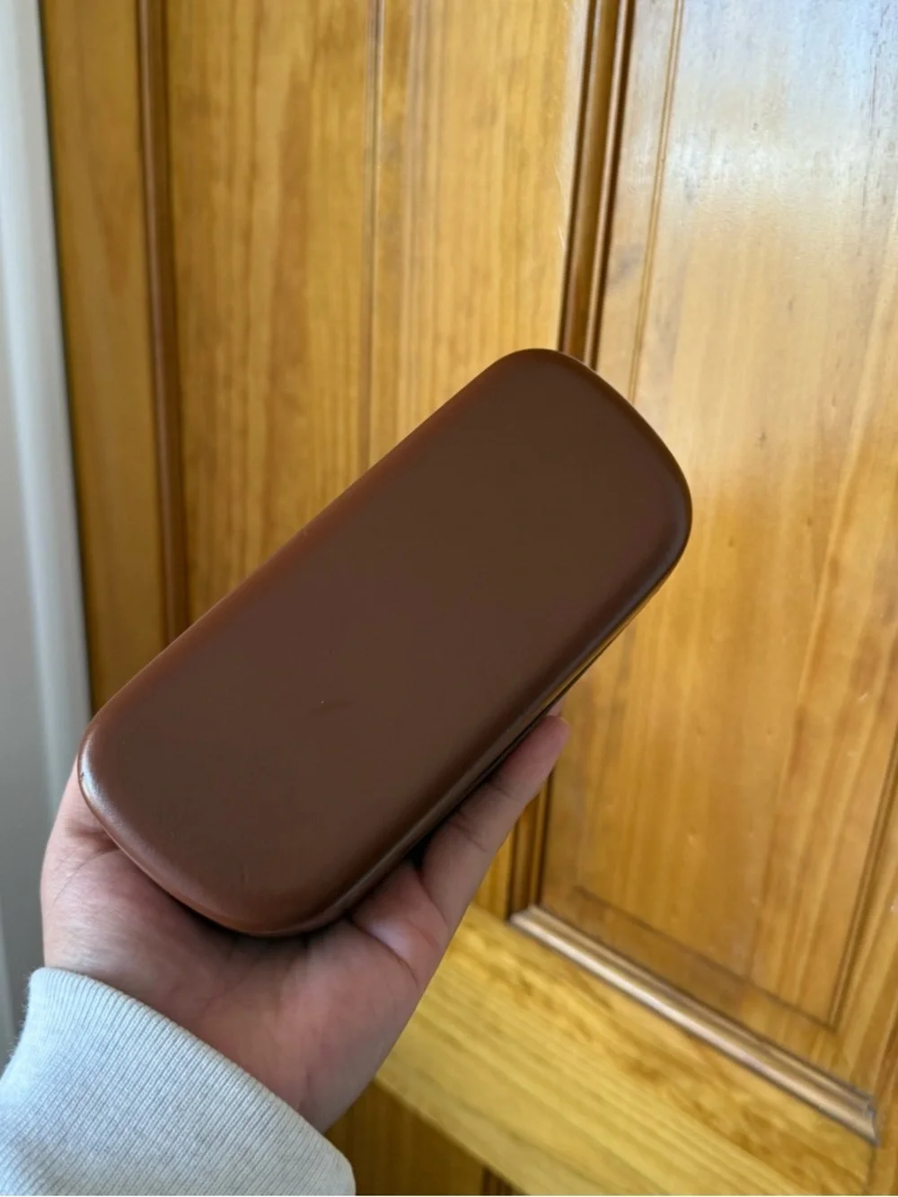 Longchamp Paris Designer Brown Embossed Leather Glasses Case